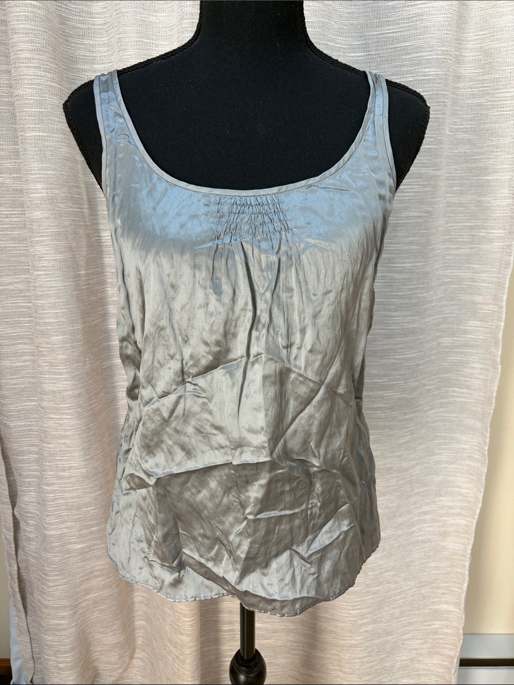 J. Crew Satin Scoop Neck Camisole in Light Gray